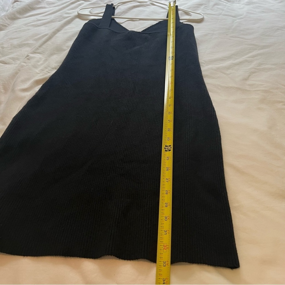 Abercrombie & Fitch Black Sweater Ribbed Knit Mini Bodycon Dress V-Neck Size XL - Picture 8 of 10